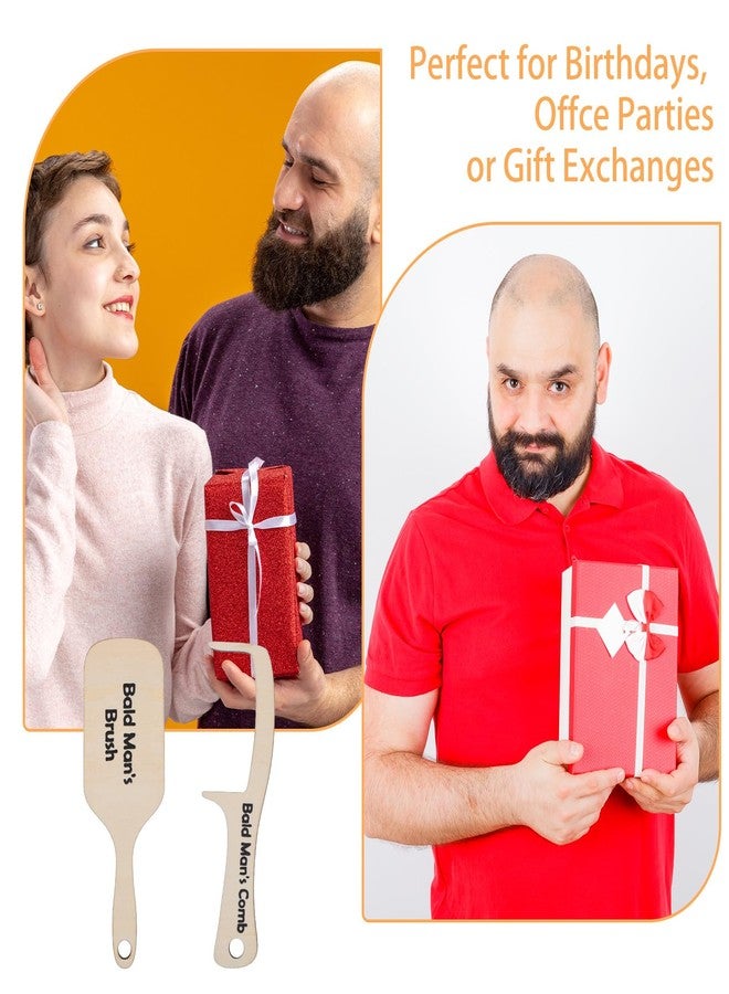 DOPENSPI 2PCS Funny Bald Man's Comb and Brush, Wooden Hairless Combing for Bald Men Grooming Tool Toothless Brush Comb Hair Loss Joke Novelty Gag Gifts for Men - Image 5